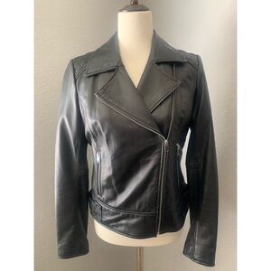 Andrew Marc Women's Black Leather Moto Jacket